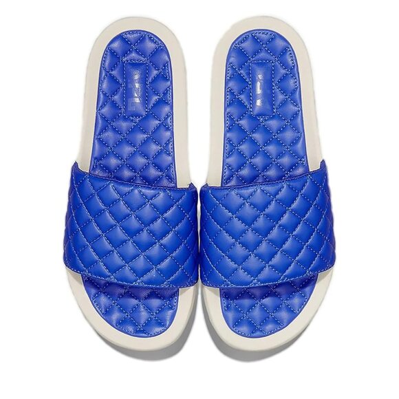 NIB APL LUSSO SLIDES Cobalt Blue Leather Quilted Unisex Mens‎ 9 Womens 10.5 - Picture 1 of 10